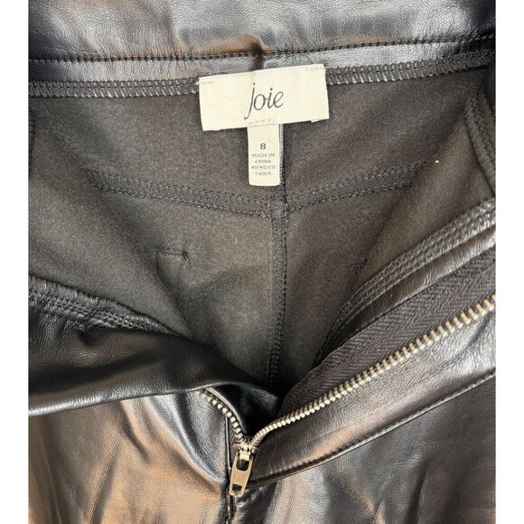 Joie Black Faux Leather Pants Size 8 Womens Relaxed Fit Size 8 - Picture 3 of 6